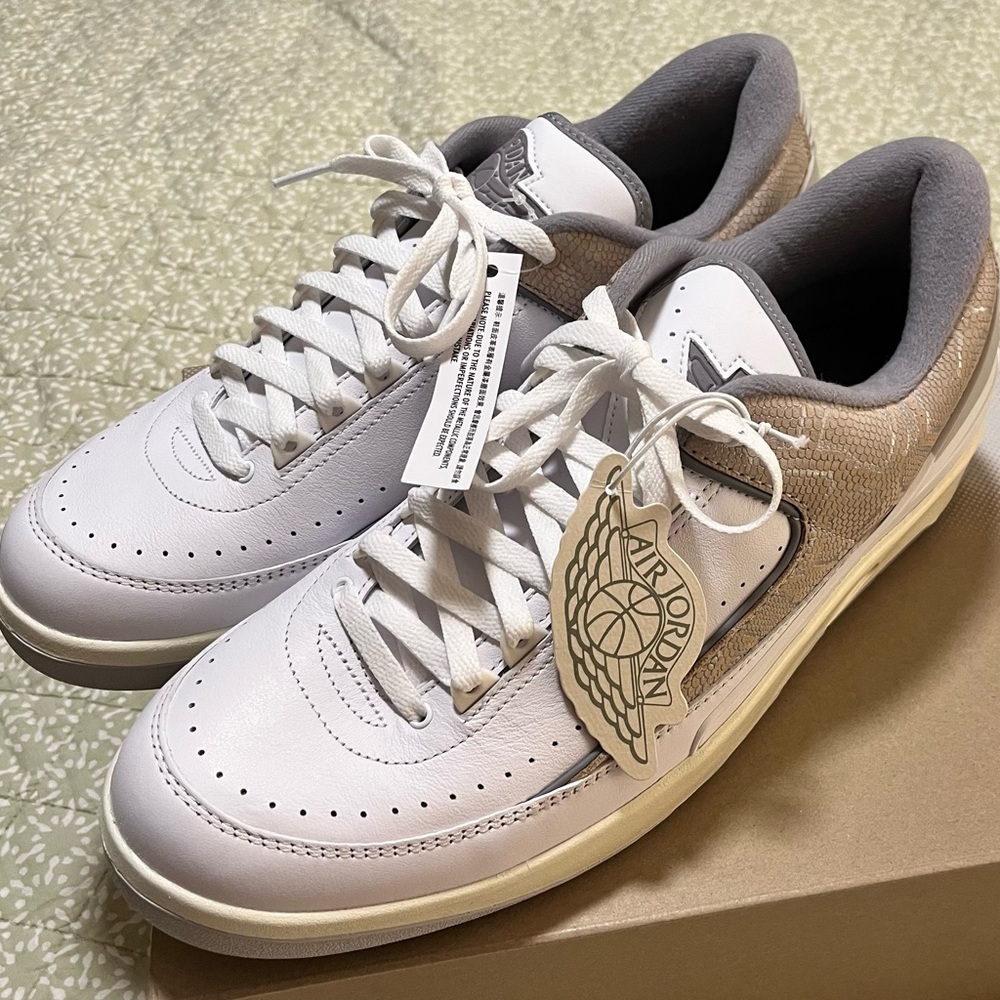 Air Jordan Retro 2 Low “Python” - Men’s size 14 - White, Gray, Tan - NWOB